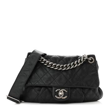 CHANEL Calfskin Coco Pleats Flap Black 